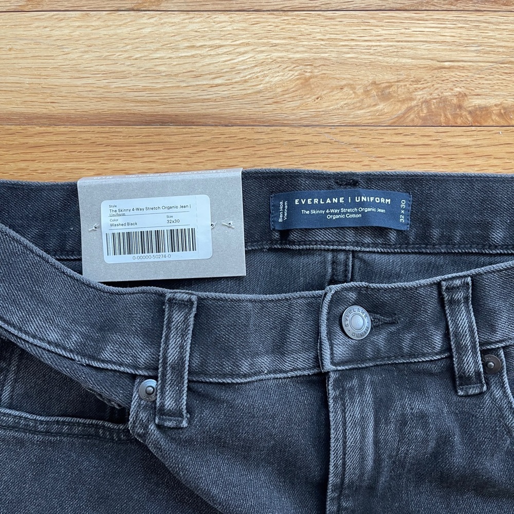 Everlane Men's Skinny 4-Way Stretch Organic Uniform Washed Black Jeans - Picture 4 of 5